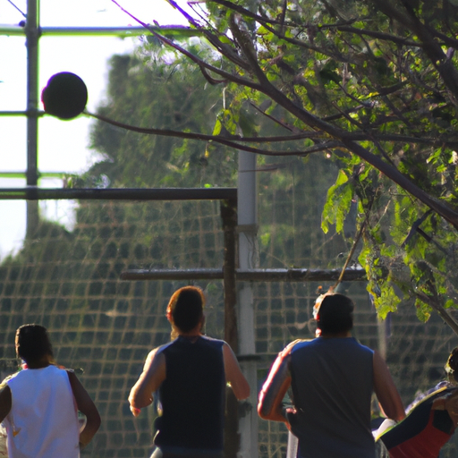 A diverse group of people playing a sport together, illustrating the social aspect of sports and its role in motivation.